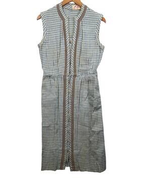 Vintage Maxi Carlye Gingham Checked Cocktail Dress w/ Belt Women's Small
